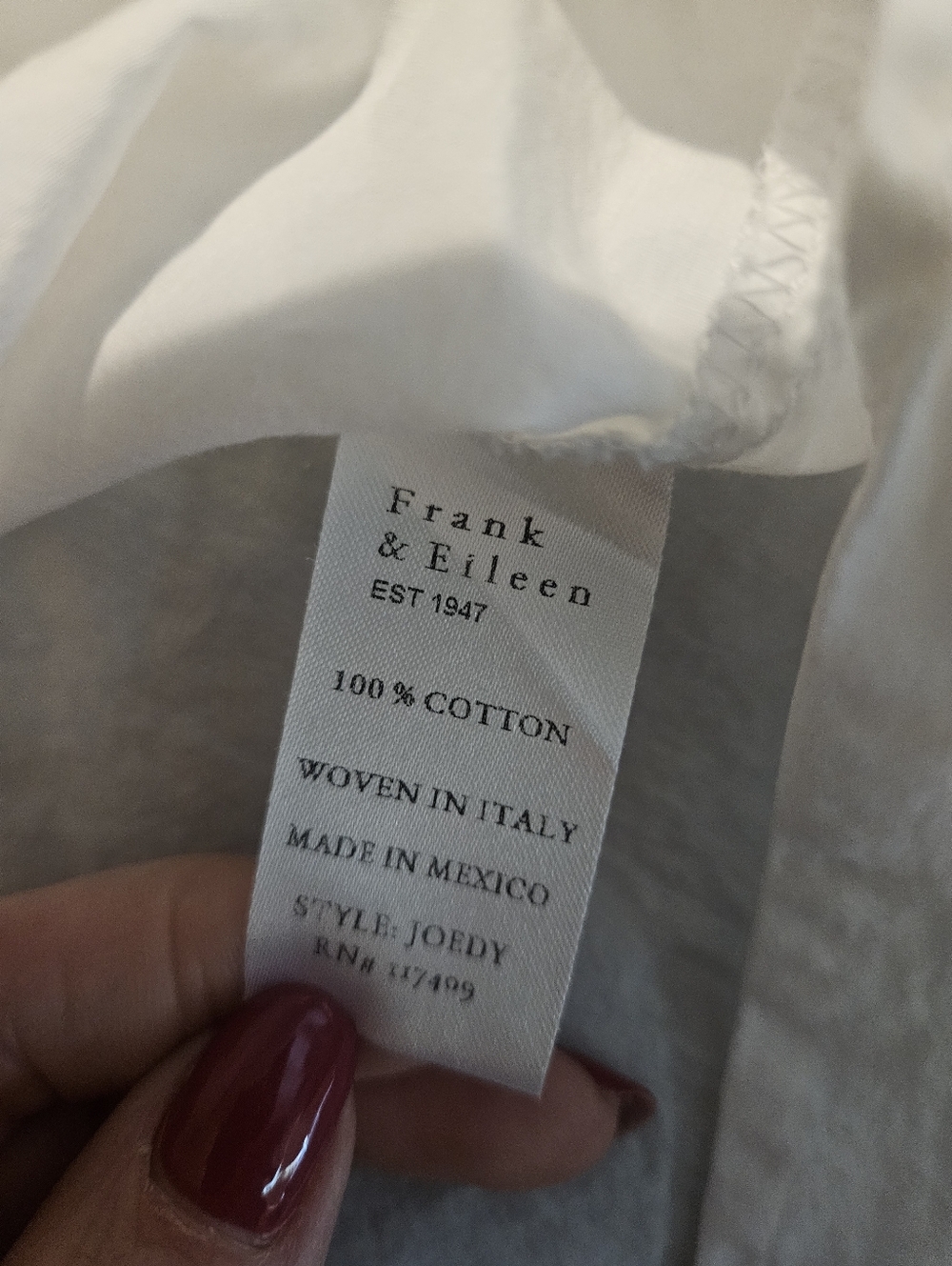 Frank & Eileen Joedy Crinkle Boyfriend Button-Up Shirt White M - Picture 4 of 6